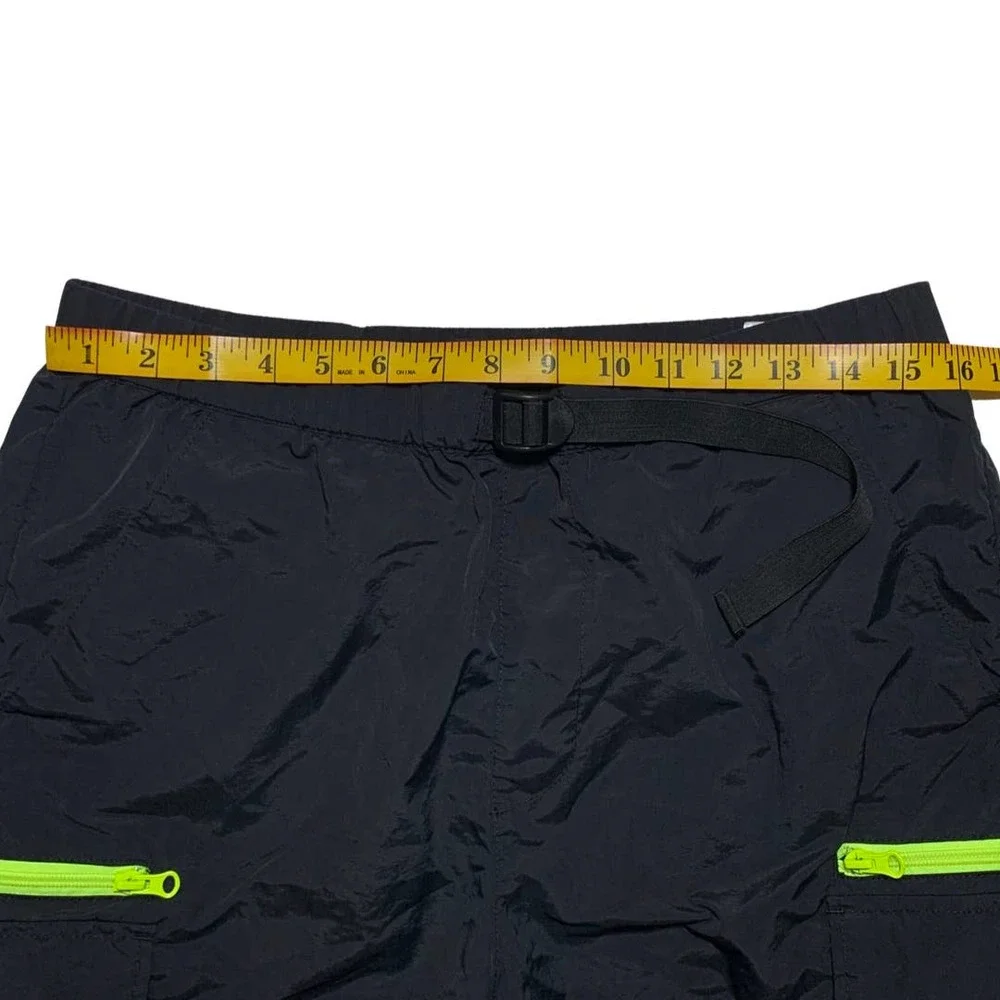 PacSun | Men | Black Neon Green Nylon Board Shorts | Size Medium